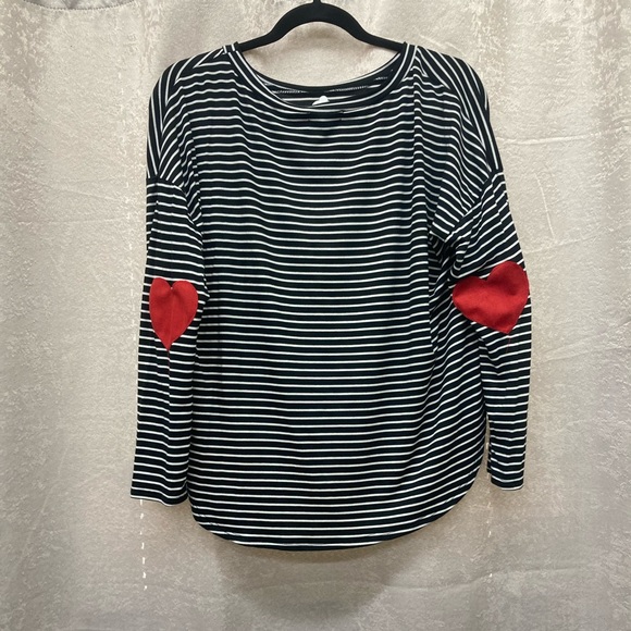 Boat Neck Top Featuring heart ❤️ Elbow Patches - Picture 3 of 3